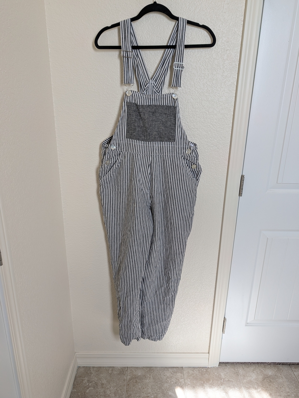 Art Teacher Overalls Striped Hemp And Cotton Women's Size Small Lagenlook